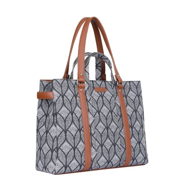 Women Monochrome Printed Shoulder Tote Bag – Hand Crafted Fabric Handbags Purse - Picture 8 of 10